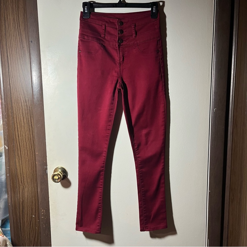 Refuge Jeans Size 2 High Rise Super Skinny Slim Burgundy Red Women Colored Denim